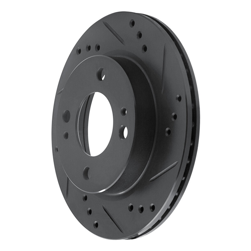 Mitsubishi Mirage Brake Rotor (1) - Front Right - R1 Concepts - Drilled & Slotted - Black - `14-`15